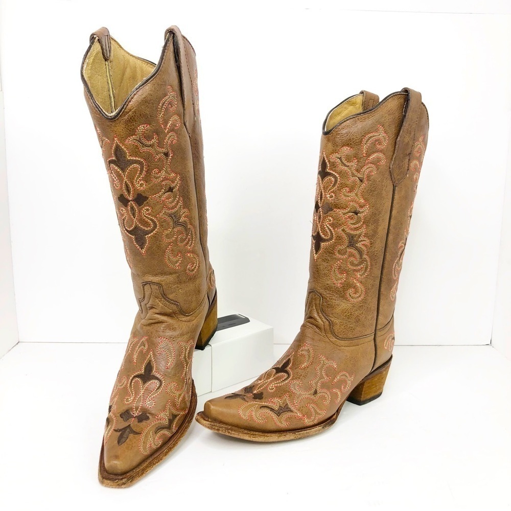 𝅺Circle G pita Fleur de leather embroidered cowboy boots